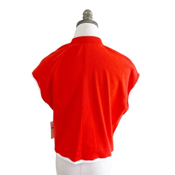 NWT Anthro Maeve Orange Short Sleeve Boxy Fit Top Women's Size Medium Mock Neck - Picture 4 of 7